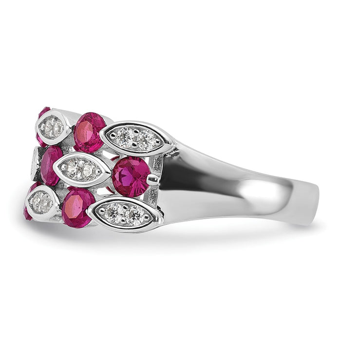 Shop Exclusive Cheryl M Sterling Silver Rhodium-Plated Ruby & CZ Ring - Stylish Design!-3