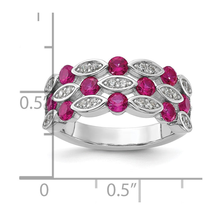 Shop Exclusive Cheryl M Sterling Silver Rhodium-Plated Ruby & CZ Ring - Stylish Design!-5