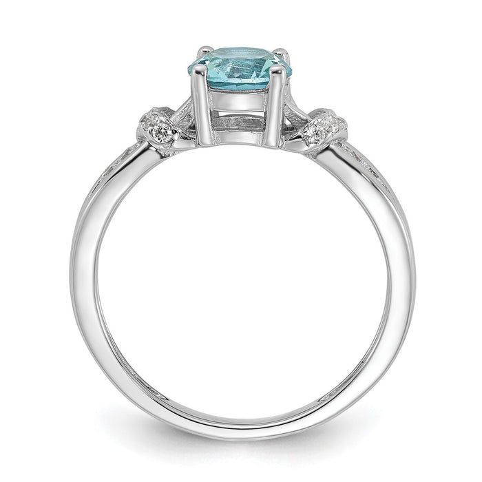 Buy Cheryl M Sterling Silver Rhodium-Plated Ring | Stylish Blue Glass & CZ Accents-2