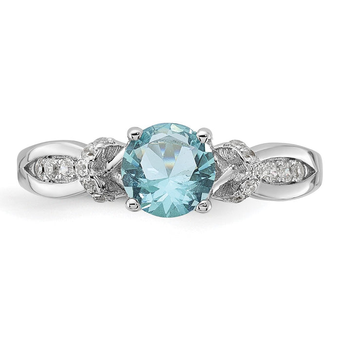 Buy High-Quality Cheryl M Sterling Silver Ring with Blue Glass & CZ Accents-4