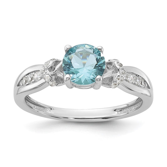 Buy Cheryl M Sterling Silver Rhodium-Plated Ring | Stylish Blue Glass & CZ Accents