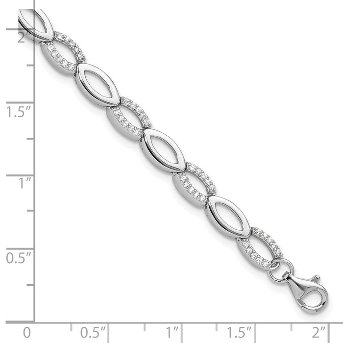 High-Quality Cheryl M Sterling Silver Marquise Bracelet - 7" + Extender, Stylish CZ-4