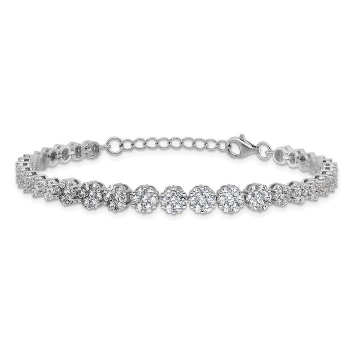 Buy Exclusive 7-Inch Sterling Silver CZ Cluster Bracelet - Stylish & Affordable!-3