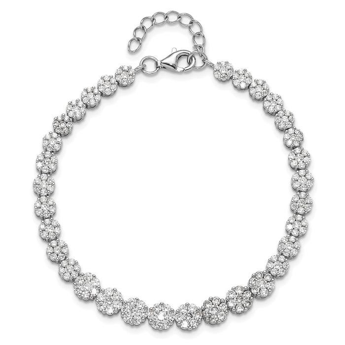 Buy Exclusive 7-Inch Sterling Silver CZ Cluster Bracelet - Stylish & Affordable!-4