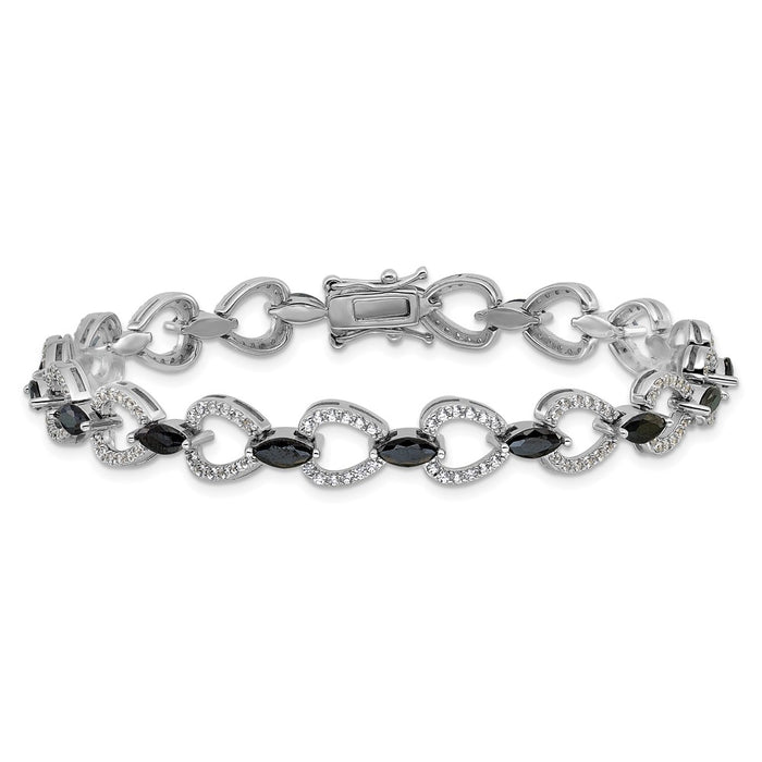 Exclusive 7.5-Inch Sterling Silver Bracelet with Black & White CZ - Stylish Value-3