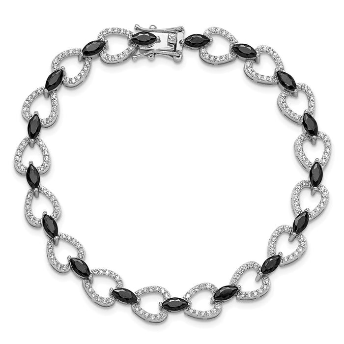 Exclusive 7.5-Inch Sterling Silver Bracelet with Black & White CZ - Stylish Value-4