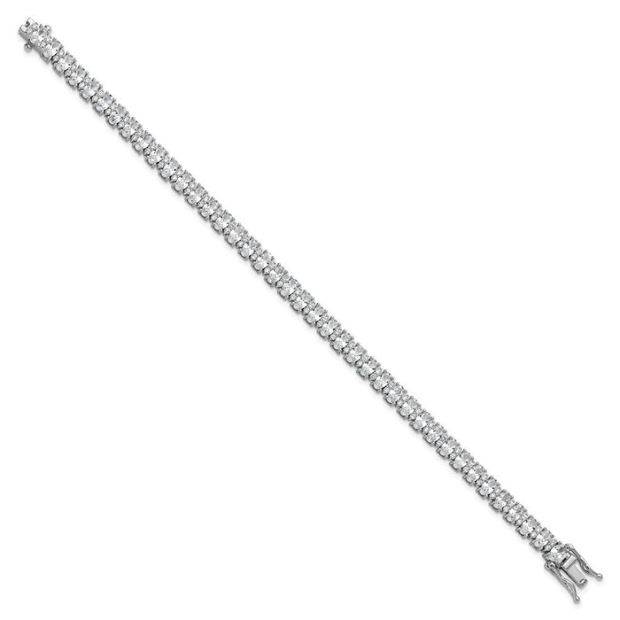Buy Stylish Rhodium-Plated Sterling Silver Fancy Oval CZ Bracelet - 7.5in-2