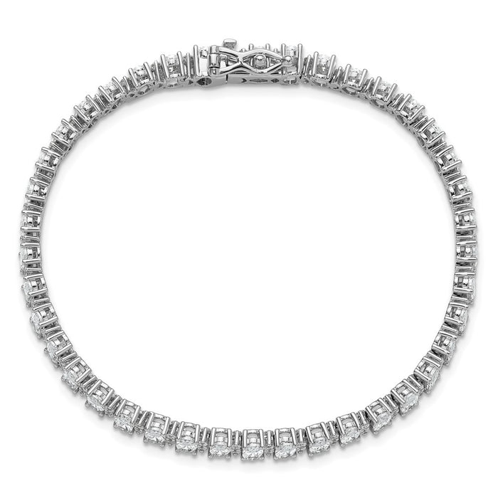 Buy Stylish Rhodium-Plated Sterling Silver Fancy Oval CZ Bracelet - 7.5in-4