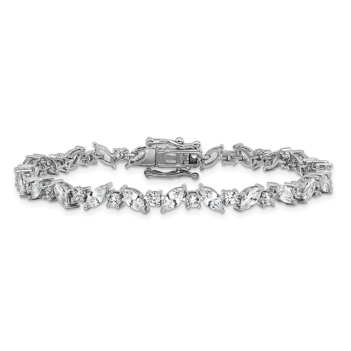 Shop Stylish Cheryl M Rhodium-Plated Sterling Silver Marquise CZ Bracelet 7"-3