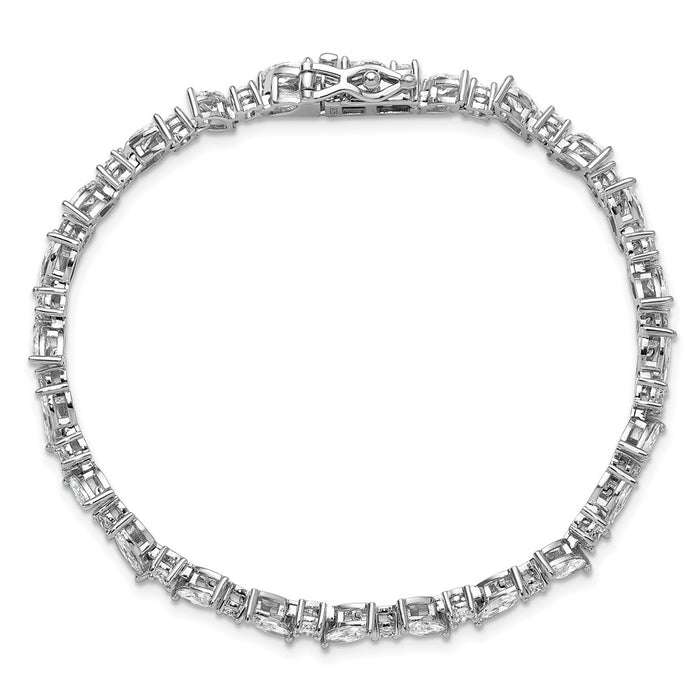 Shop Stylish Cheryl M Rhodium-Plated Sterling Silver Marquise CZ Bracelet 7"-4