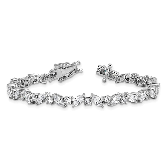 Shop Stylish Cheryl M Rhodium-Plated Sterling Silver Marquise CZ Bracelet 7"-5