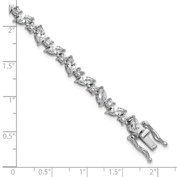 Shop Stylish Cheryl M Rhodium-Plated Sterling Silver Marquise CZ Bracelet 7"-6