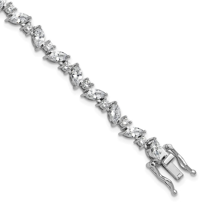 Shop Stylish Cheryl M Rhodium-Plated Sterling Silver Marquise CZ Bracelet 7"-1