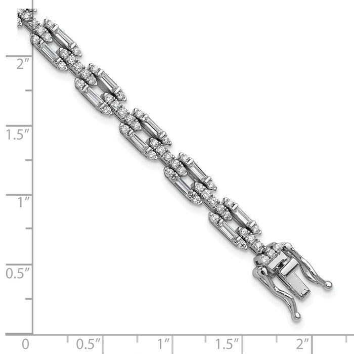 High-Quality Rhodium-Plated Sterling Silver CZ Link Bracelet - Affordable Luxury-6