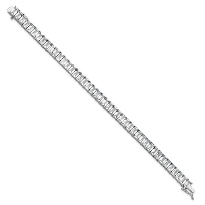 Shop Exclusive Rhodium-Plated Sterling Silver CZ Tennis Bracelet, 7.5" Stylish Design-2