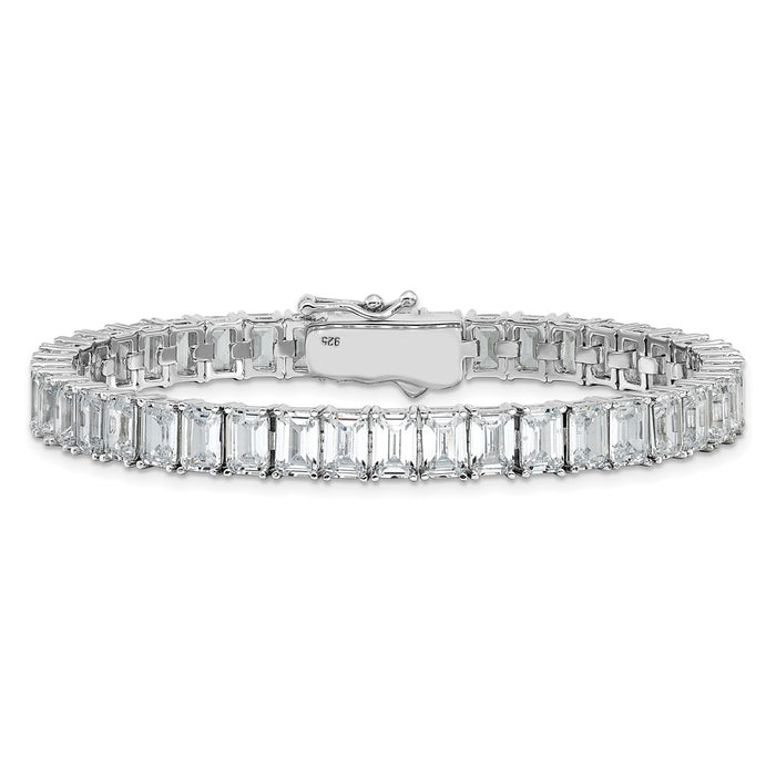 Shop Exclusive Rhodium-Plated Sterling Silver CZ Tennis Bracelet, 7.5" Stylish Design-3