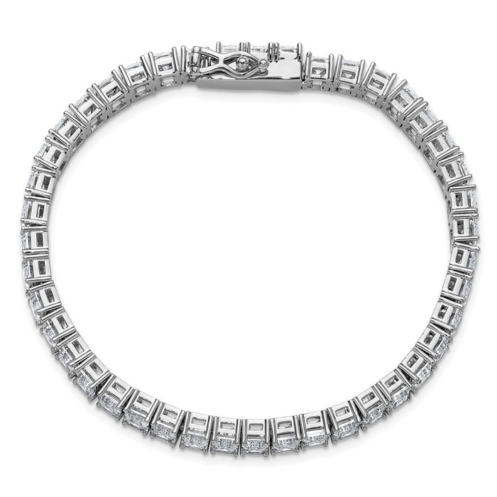 Shop Exclusive Rhodium-Plated Sterling Silver CZ Tennis Bracelet, 7.5" Stylish Design-4