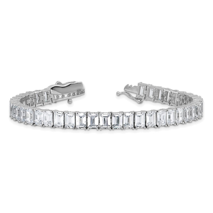 Shop Exclusive Rhodium-Plated Sterling Silver CZ Tennis Bracelet, 7.5" Stylish Design-5