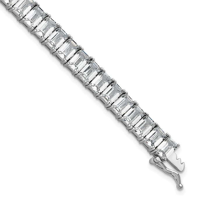 Shop Exclusive Rhodium-Plated Sterling Silver CZ Tennis Bracelet, 7.5" Stylish Design-1