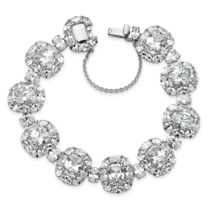 Buy Stylish Cheryl M Sterling Silver Rhodium-Plated CZ Halo Bracelet 7.5"-1