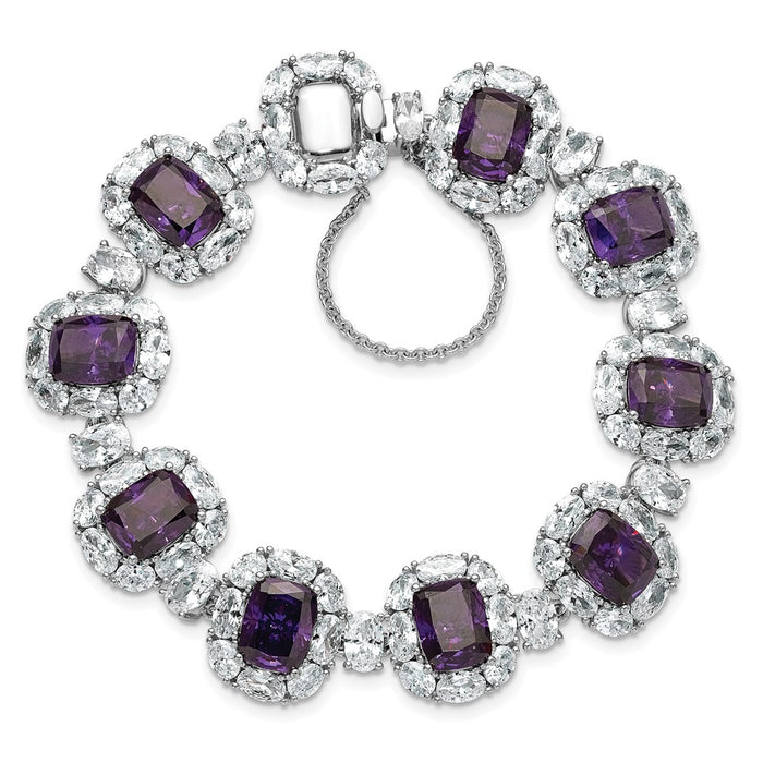 Buy Stylish 7-Inch Cheryl M Sterling Silver CZ Halo Cluster Bracelet - Affordable Elegance-3