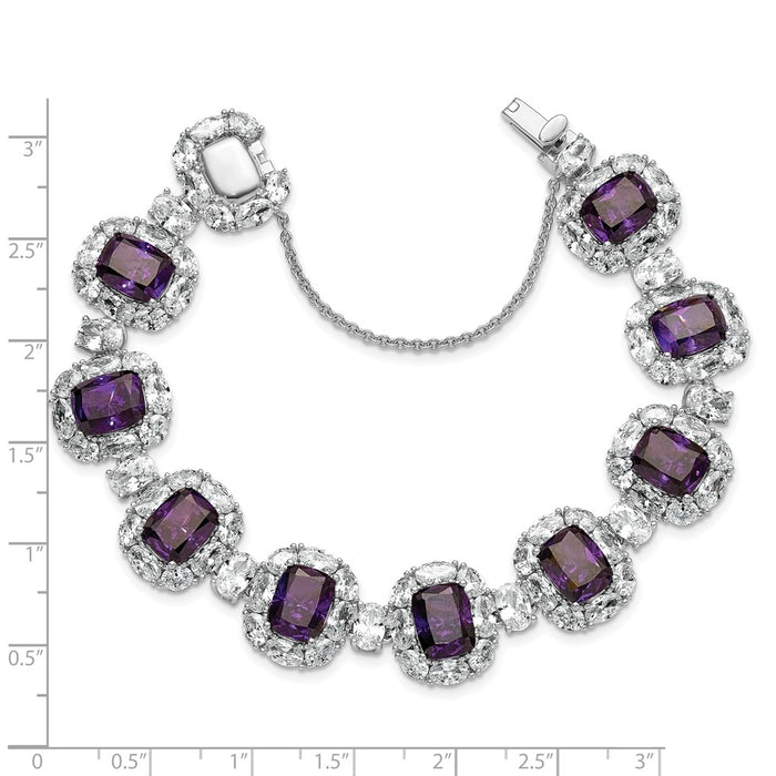 Buy Stylish 7-Inch Cheryl M Sterling Silver CZ Halo Cluster Bracelet - Affordable Elegance-4