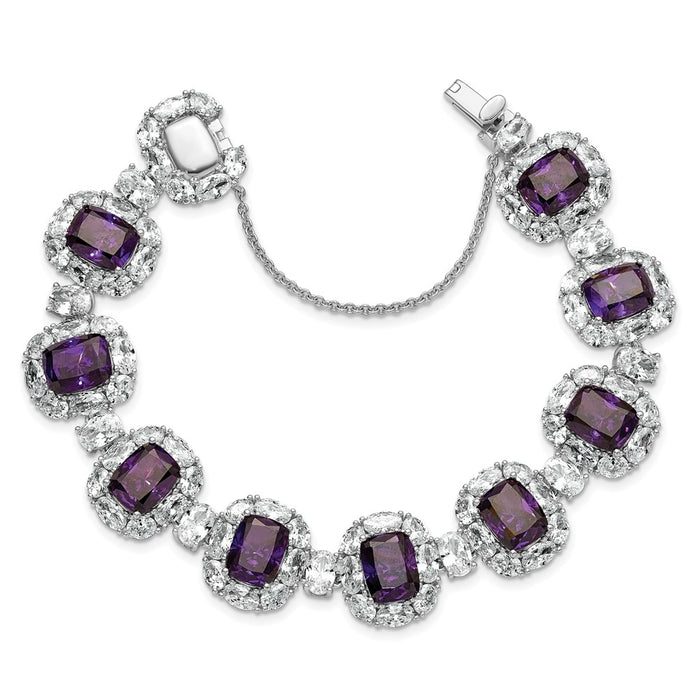 Buy Stylish 7-Inch Cheryl M Sterling Silver CZ Halo Cluster Bracelet - Affordable Elegance-1