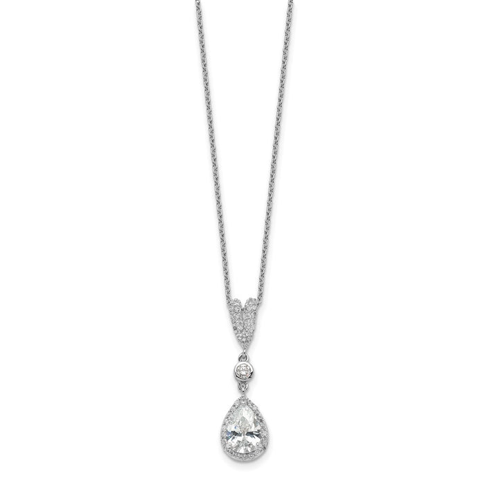Buy Cheryl M 18" Sterling Silver Teardrop Necklace - Stylish CZ Halo Design-2