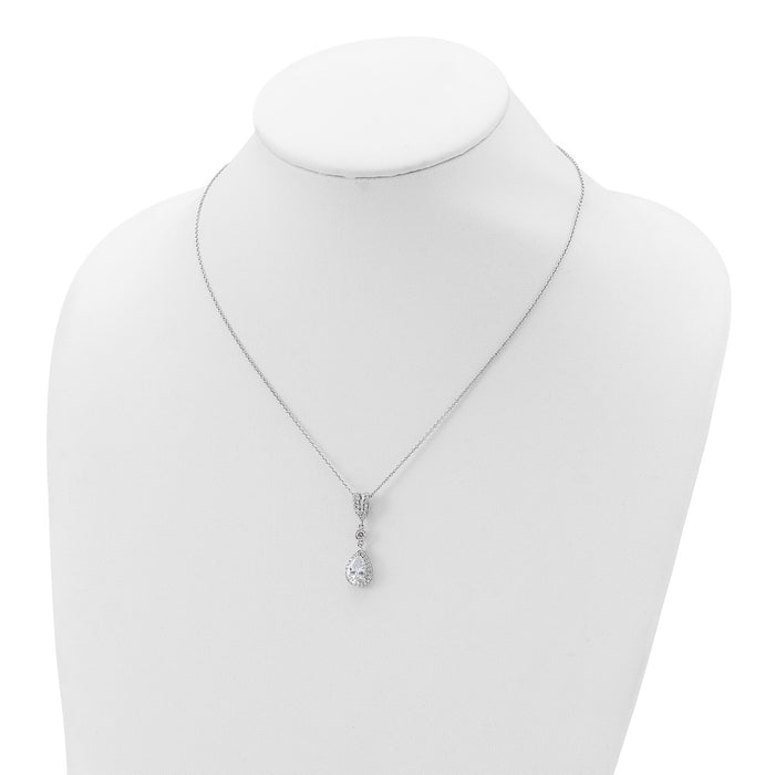 Buy Cheryl M 18" Sterling Silver Teardrop Necklace - Stylish CZ Halo Design-3