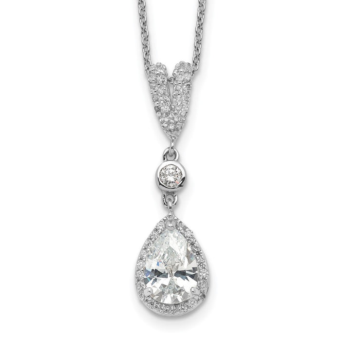 Buy Cheryl M 18" Sterling Silver Teardrop Necklace - Stylish CZ Halo Design-1