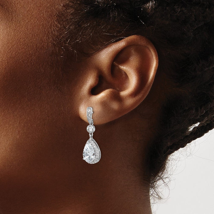 Buy High-Quality Cheryl M Sterling Silver Teardrop Earrings with CZ Halo-3