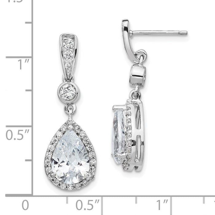 Buy High-Quality Cheryl M Sterling Silver Teardrop Earrings with CZ Halo-4