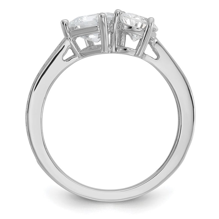 Buy Exclusive Rhodium-Plated Sterling Silver CZ Ring - Stylish Pear & Square Design-2