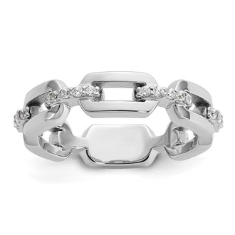 Shop Stylish Cheryl M Polished CZ Link Ring -  Sterling Silver, Rhodium Plated
