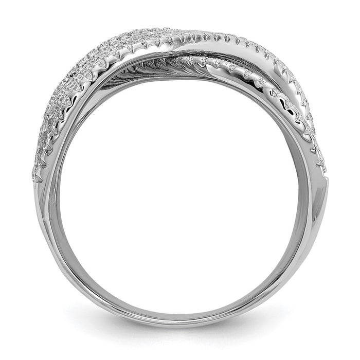 Shop Exclusive Rhodium-Plated Sterling Silver CZ X Ring - Stylish & Affordable!-2