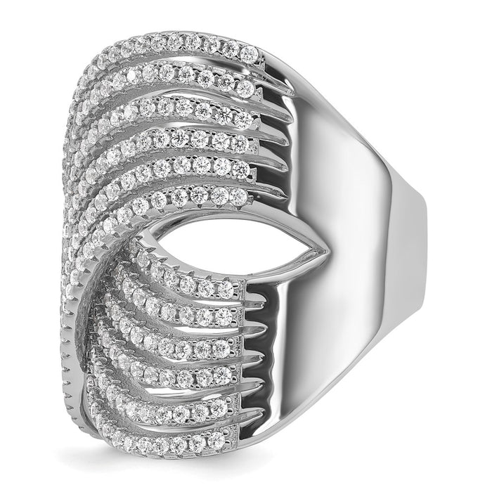 Shop Exclusive Rhodium-Plated Sterling Silver CZ X Ring - Stylish & Affordable!-3
