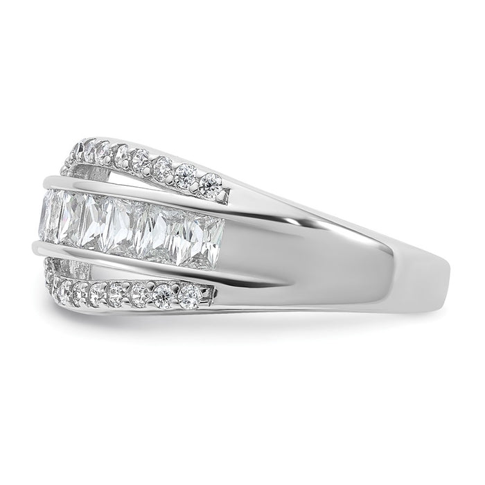High-Quality Cheryl M Polished Fancy CZ Ring in Rhodium-Plated Silver - Stylish Value-3