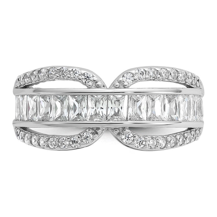 Buy Stylish Cheryl M Polished Fancy CZ Ring in Rhodium-Plated Silver-4