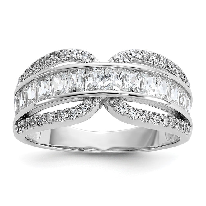 High-Quality Cheryl M Polished Fancy CZ Ring in Rhodium-Plated Silver - Stylish Value-1