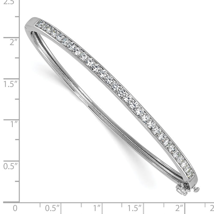 High-Quality Cheryl M Polished CZ Hinged Bangle - Stylish Rhodium-Plated Silver-3