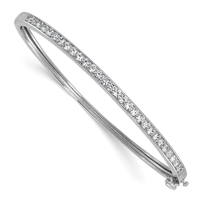 High-Quality Cheryl M Polished CZ Hinged Bangle - Stylish Rhodium-Plated Silver-1