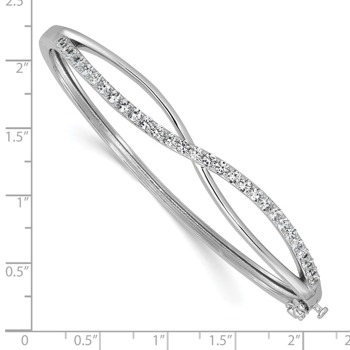 High-Quality Rhodium-Plated Sterling Silver CZ Infinity Bangle - Stylish Value-3