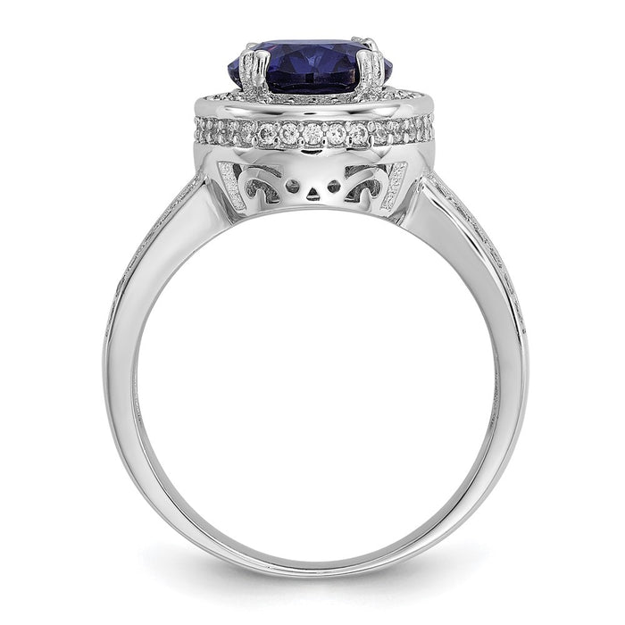 Buy Exclusive Rhodium-Plated Sterling Silver Halo Ring with Blue CZs - Stylish!-2
