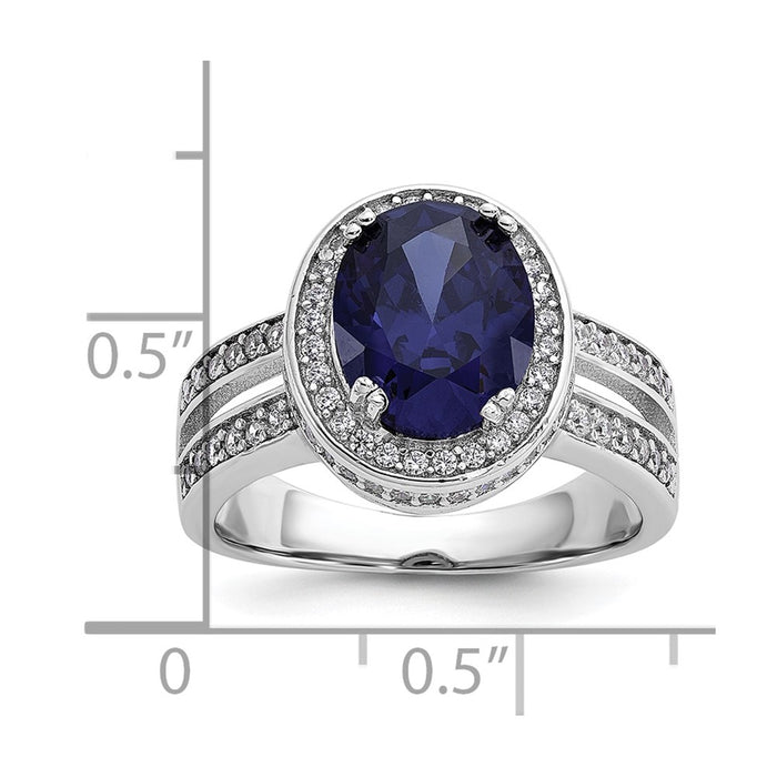 Buy Exclusive Sterling Silver Rhodium-Plated Blue & White CZ Halo Ring - Stylish Design!-5