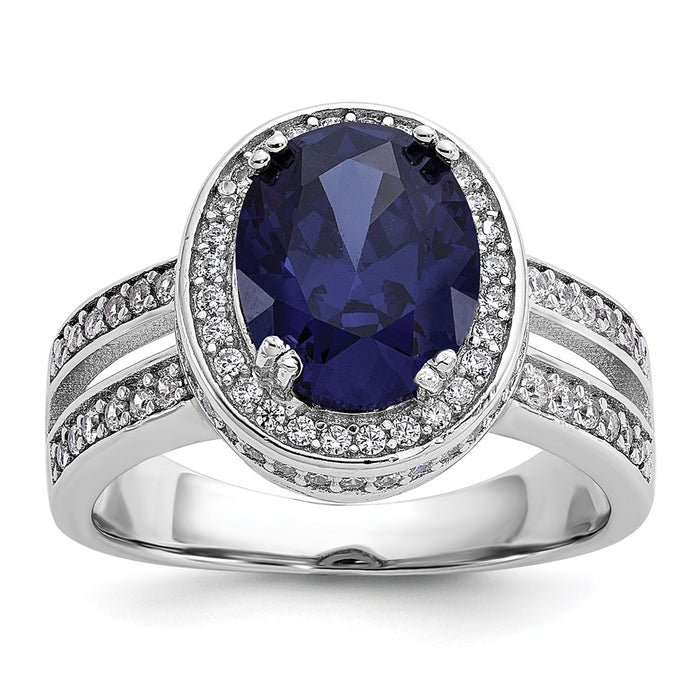 Buy Exclusive Rhodium-Plated Sterling Silver Halo Ring with Blue CZs - Stylish!-1