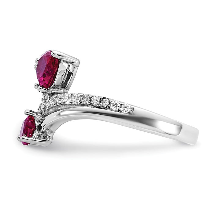 Buy Stylish Cheryl M Sterling Silver Heart Ring with Lab-Created Ruby & CZ-3