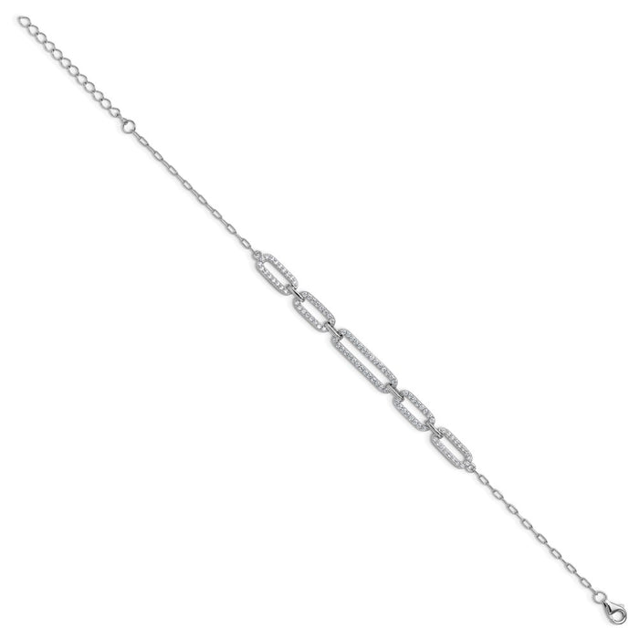 Exclusive Cheryl M Sterling Silver CZ Link Bracelet - 1.5" Extension, Stylish!-2