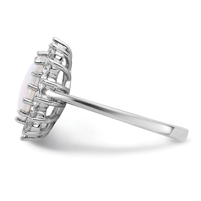 Shop Stylish Cheryl M  Sterling Silver Halo Ring, Created Opal & CZ Accents-3
