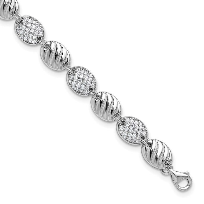Buy Stylish Cheryl M Sterling Silver CZ Oval Bracelet, 1-Inch Extension, Affordable!-1
