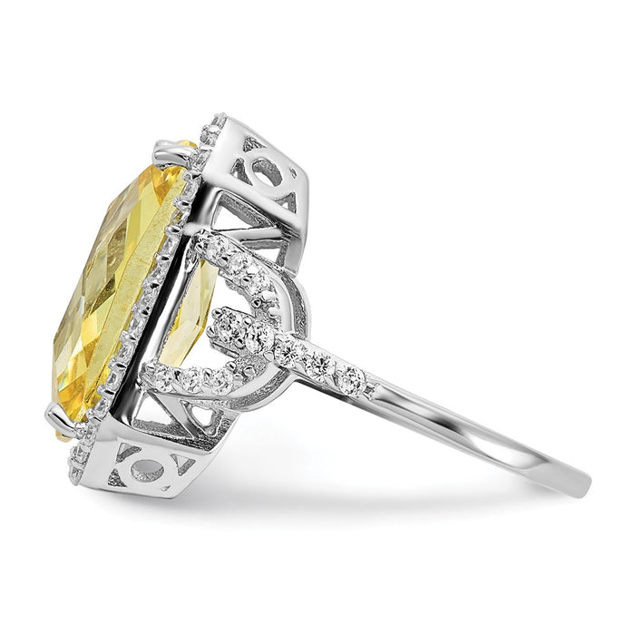 Buy Stylish Cheryl M Polished Fancy Yellow & White CZ Ring, Rhodium-Plated-3